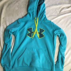 Blue and yellow under armour hoodie